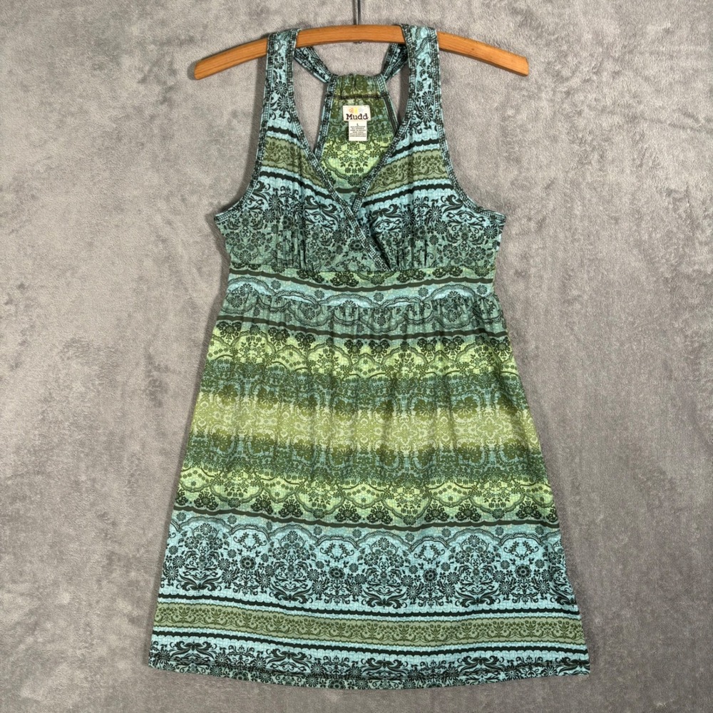 VTG Mudd S Y2K Boho Damask Floral Racerback Empire‎ Waist Babydoll Mini Dress